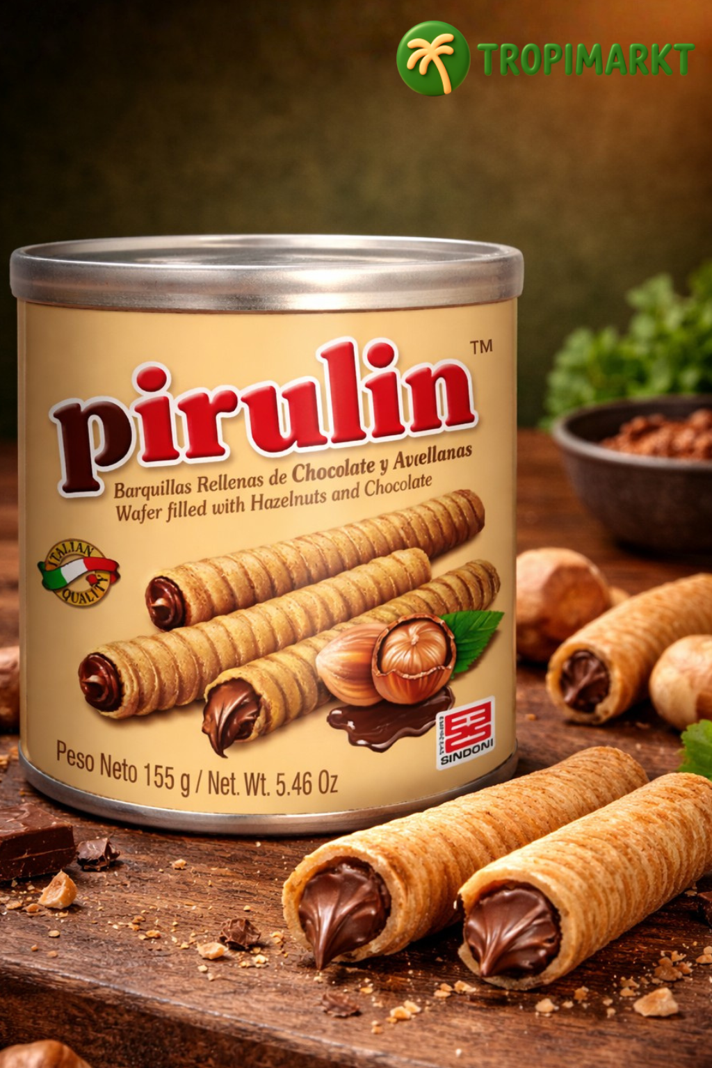 Filled wafer rolls (Pirulin 155 g)