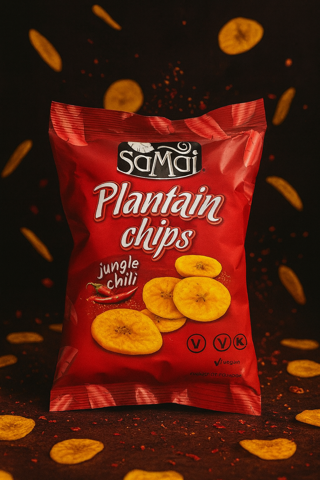 Chips de Plátano Samai 75g Chips de Plátano ligeramente salados con chile/sin gluten/paleo/vegano/sin azúcares añadidos